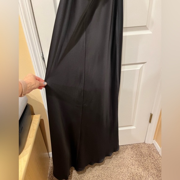 Jenny Yoo Black Luxe Satin Halter Neck Low Back Nicole Gown - Picture 7 of 13